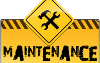 Cartello giallo con "Maintenance"